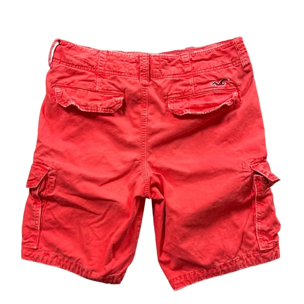 VTG Y2K‎ Hollister Red Cargo Shorts Mens 30 Coral Surf Skate Streetwear Utility